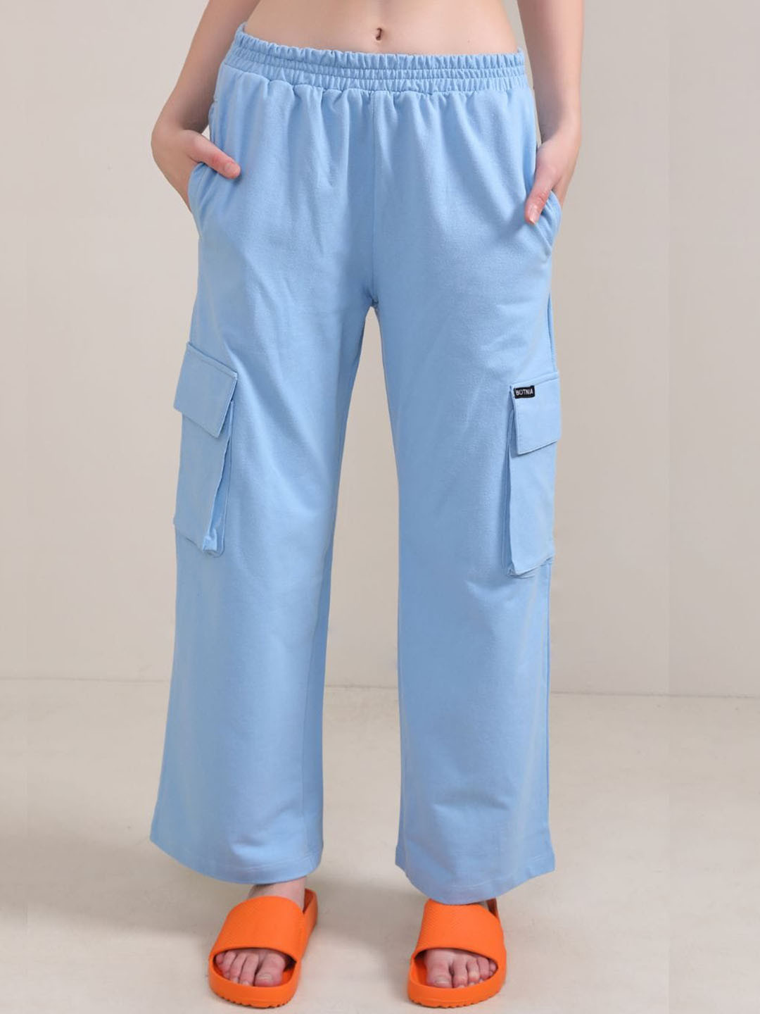 

BOTNIA Women Comfort Straight Fit High-Rise Cargo, Blue