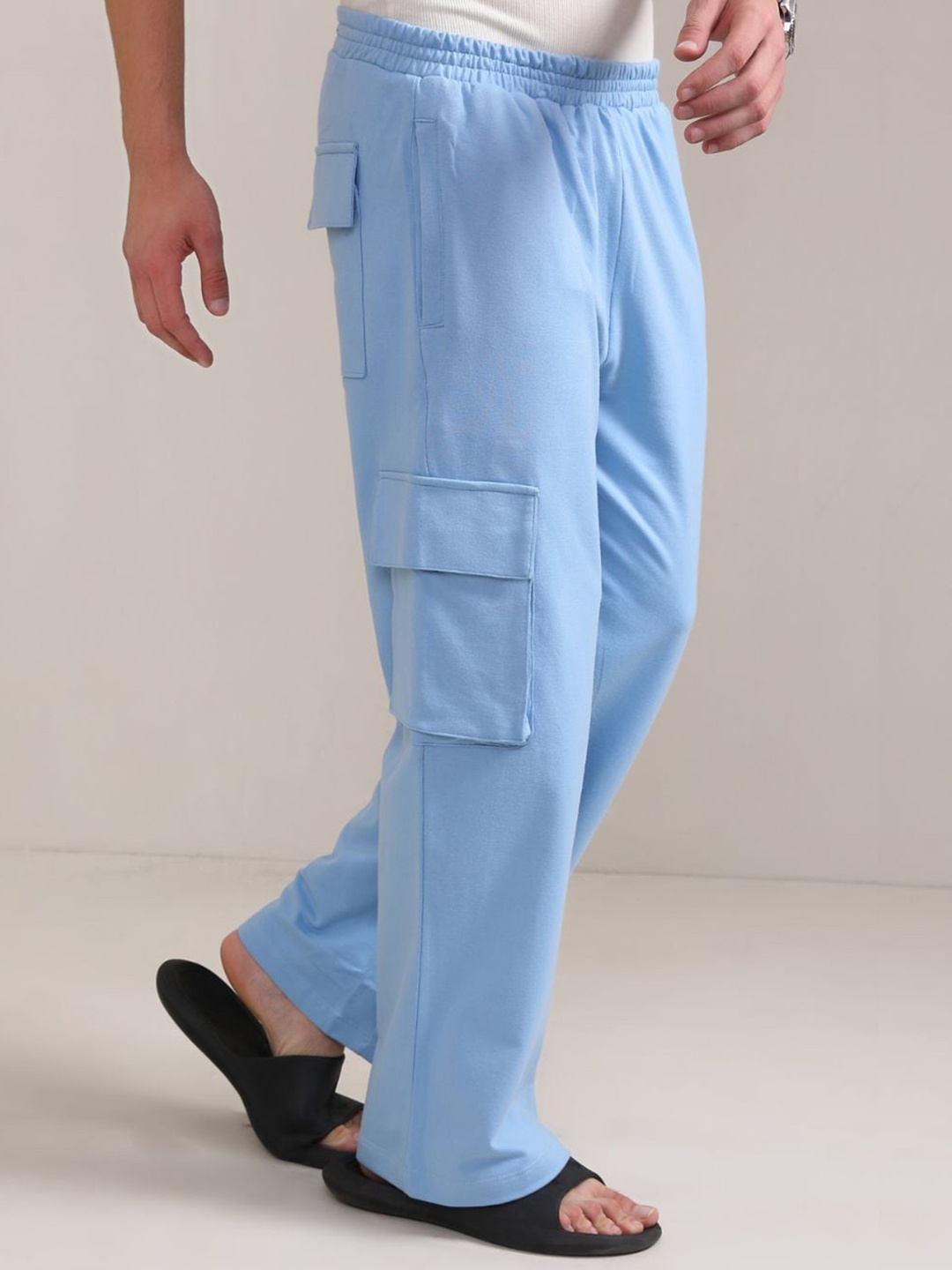 

BOTNIA Men Comfort Straight Fit High-Rise Cotton Cargo, Blue
