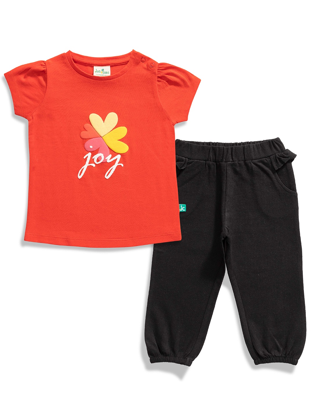 

JusCubs Girls Printed Pure Cotton Top With Trouser, Orange