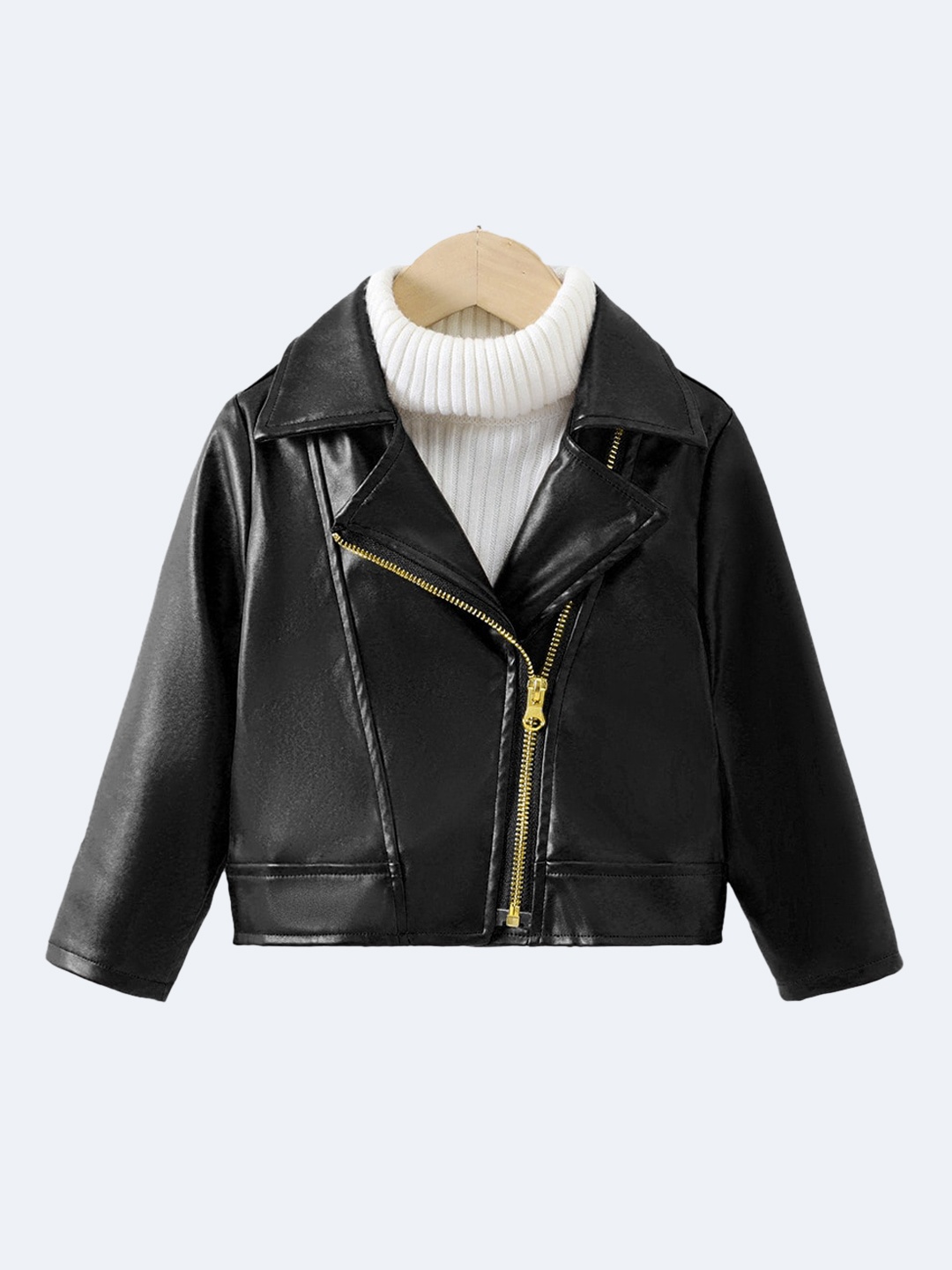 

StyleCast x Revolte Girls Spread Collar Biker Jacket, Black