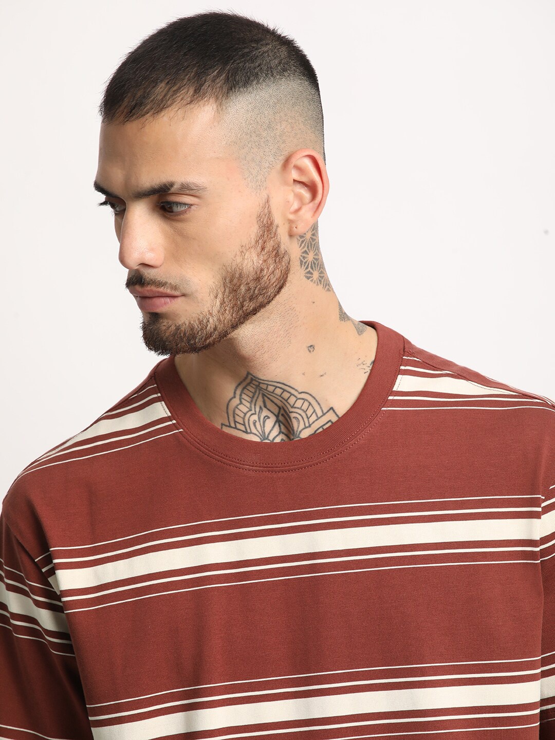 

THE BEAR HOUSE Striped Relaxed Fit T-shirt, Rust