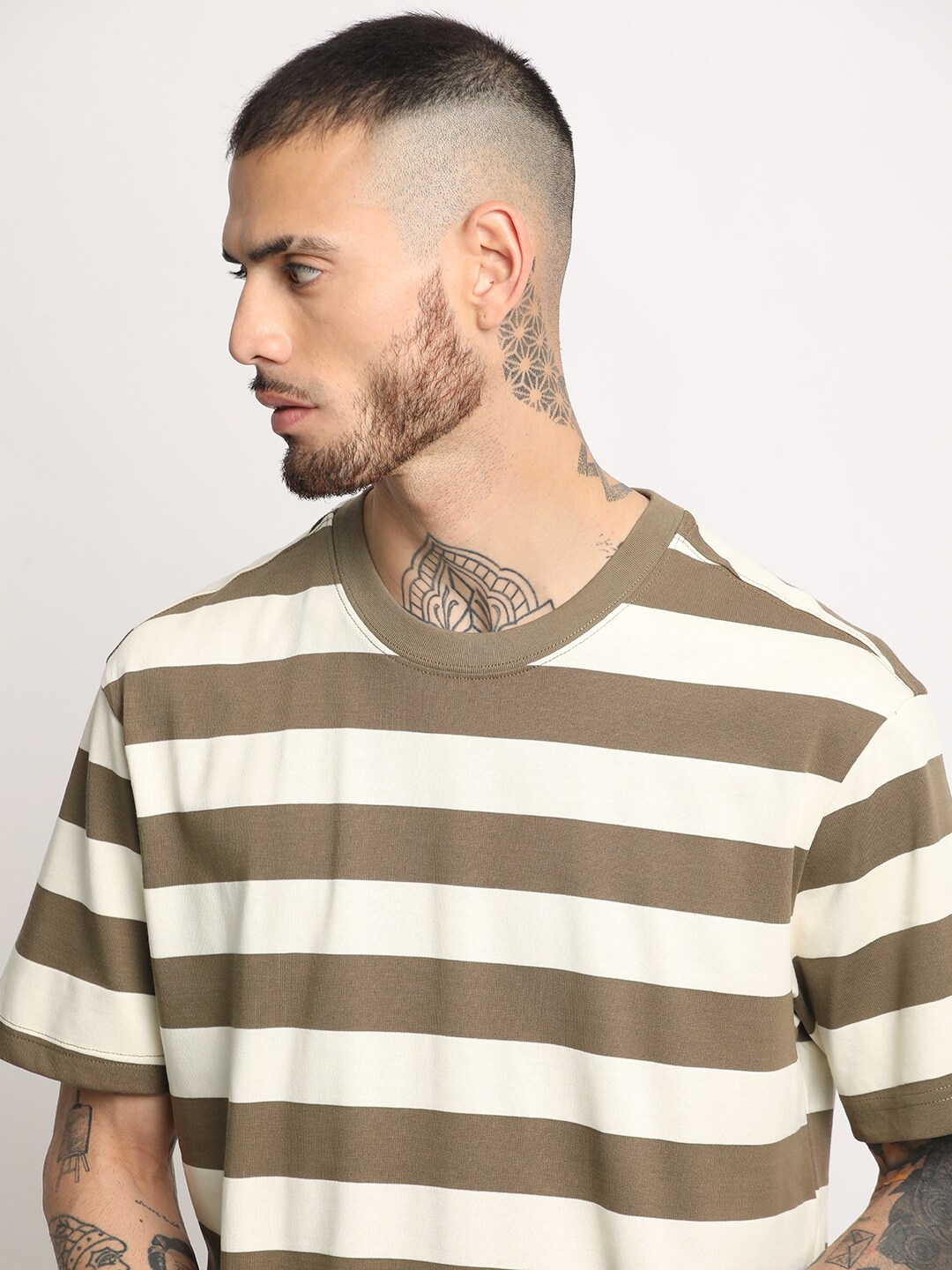 

THE BEAR HOUSE Striped Relaxed Fit T-shirt, Brown