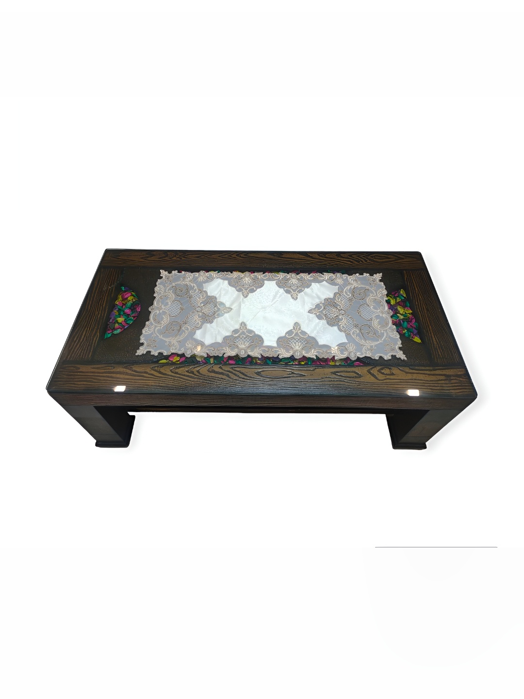 

MONKDECOR Brown & Cream Rectangular Embroidered Table Runner