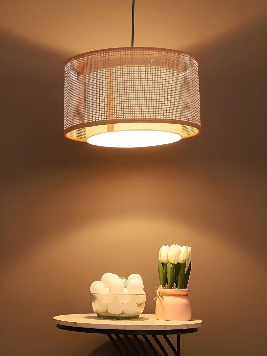 

akway Beige Wooden Contemporary Ceiling Lamp