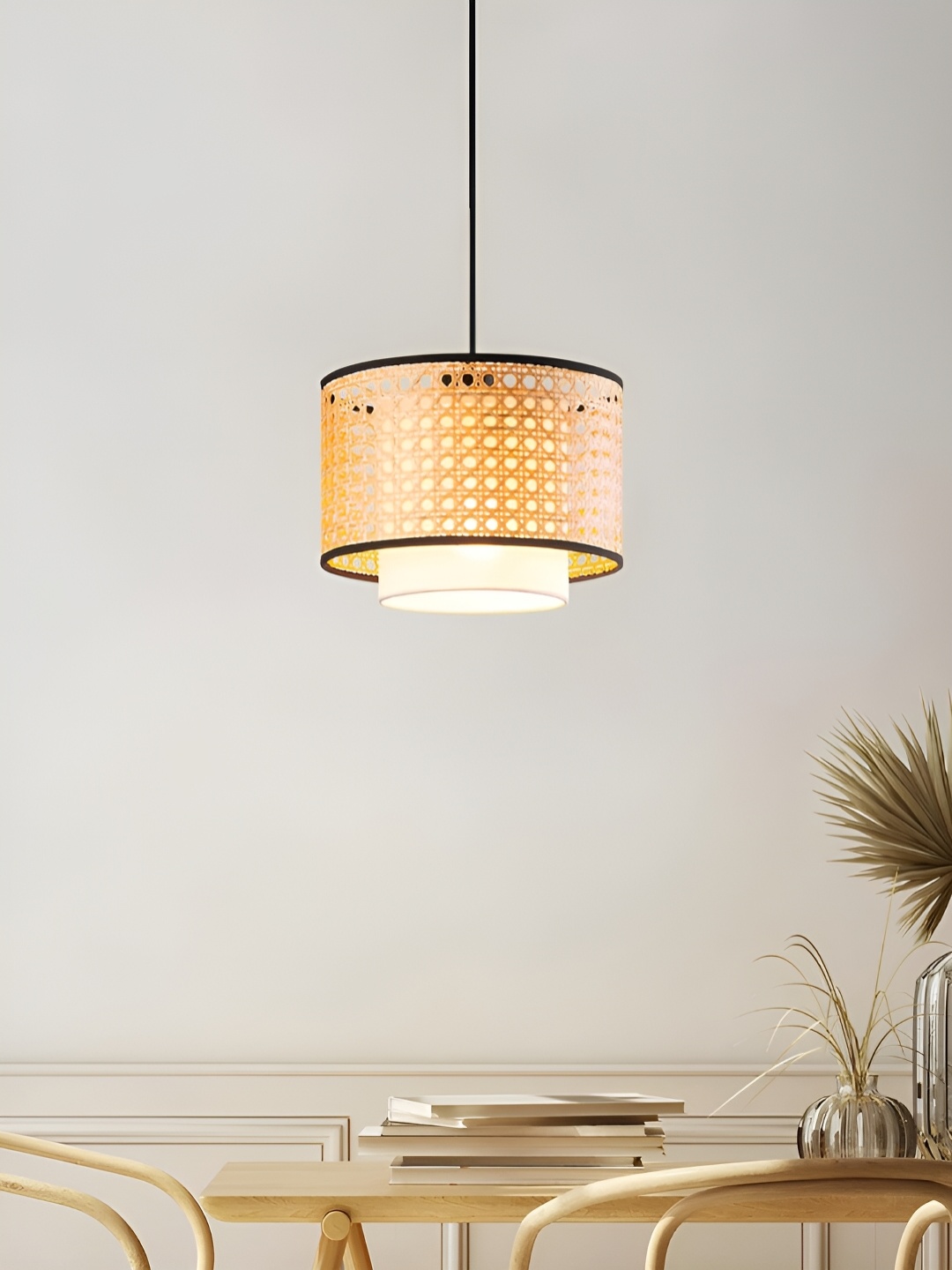 

akway Beige Wooden Contemporary Ceiling Lamp
