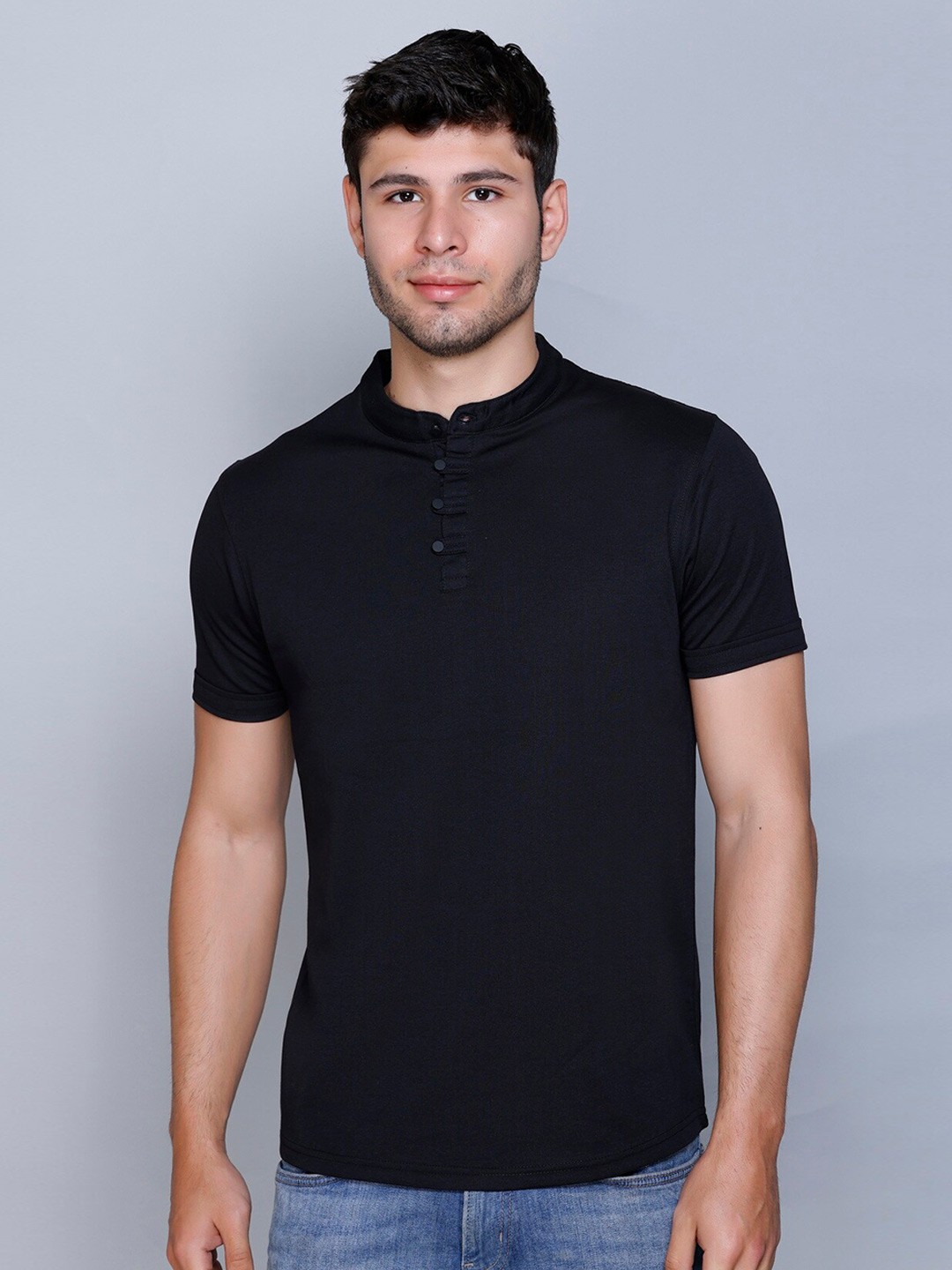 

Fort Collins Henley Neck T-shirt, Black