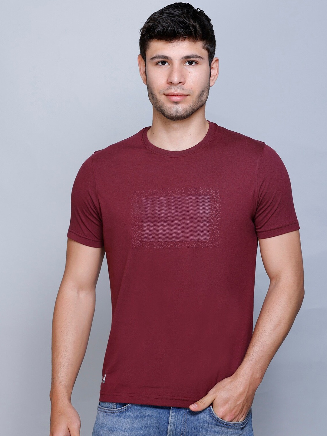 

Fort Collins Typography Printed Round Neck T-shirt, Maroon