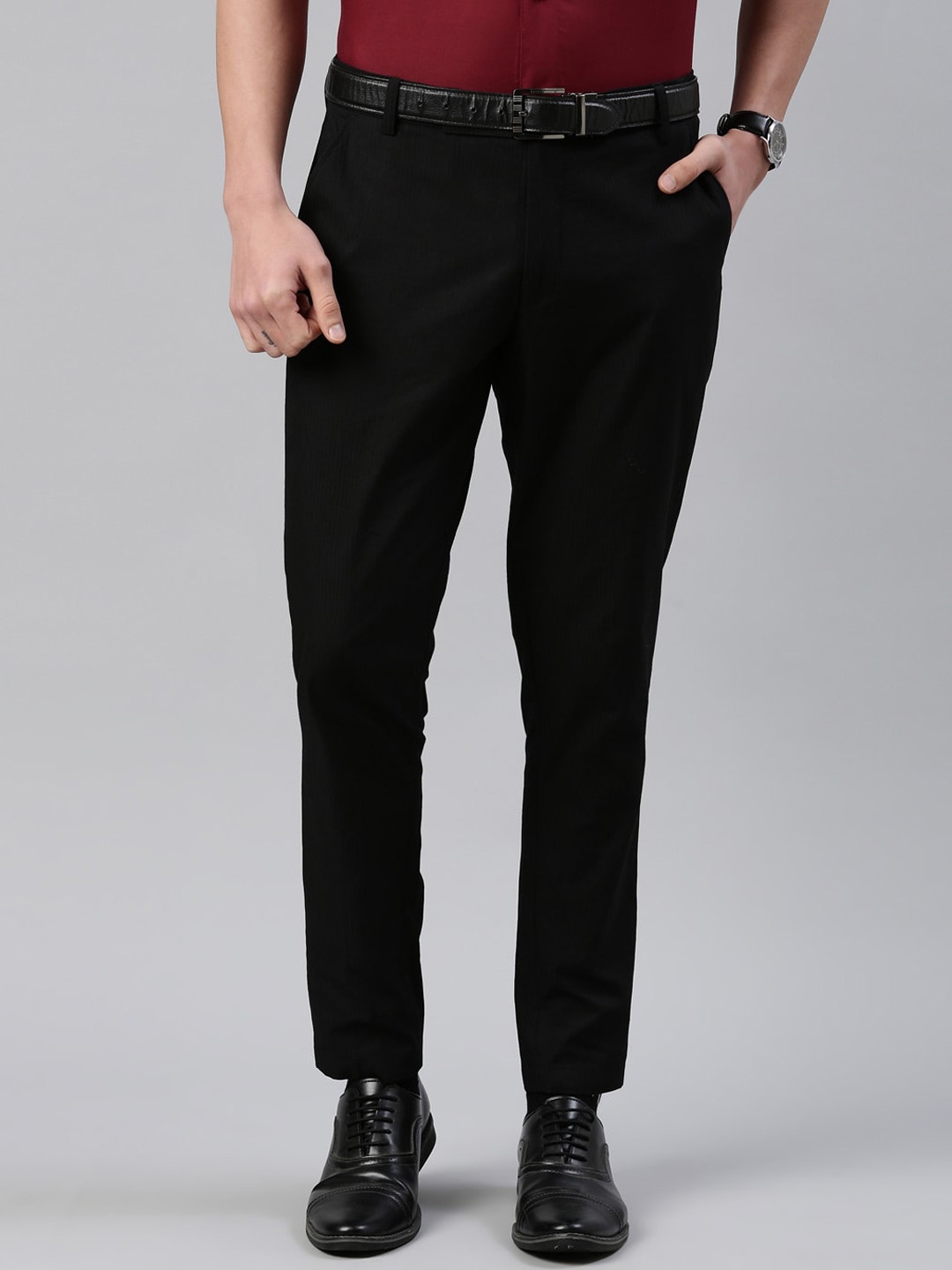 

WHITE HEART Men Smart Slim Fit Formal Trouser, Black