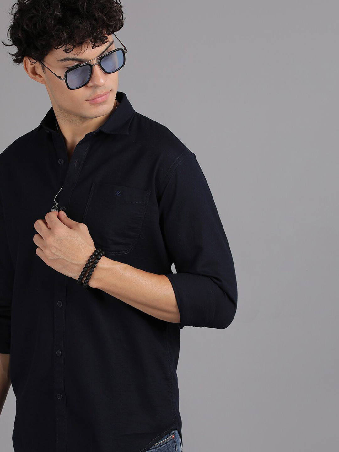 

Volume Zero Standard Long Sleeves Casual Shirt, Navy blue
