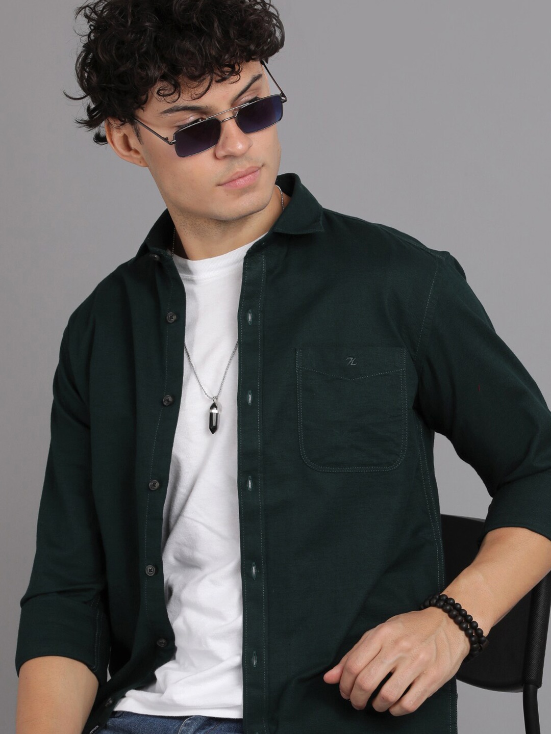 Volume Zero Standard Opaque Cotton Casual Shirt, Olive