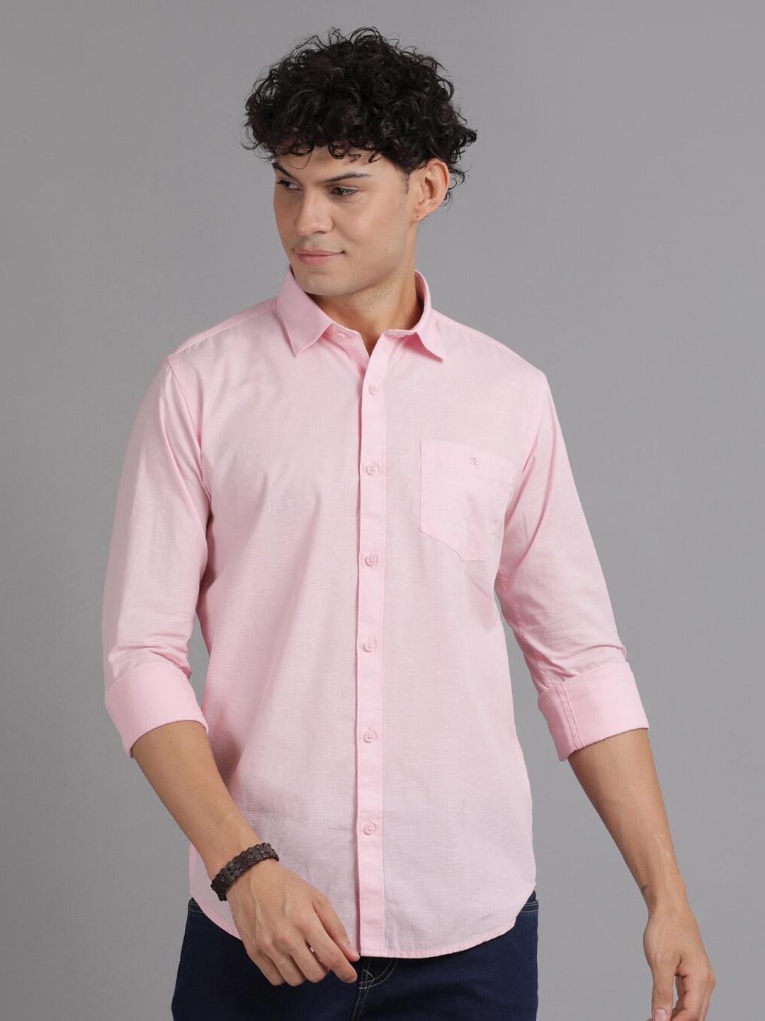 

Volume Zero Standard Long Sleeves Cotton Casual Shirt, Pink