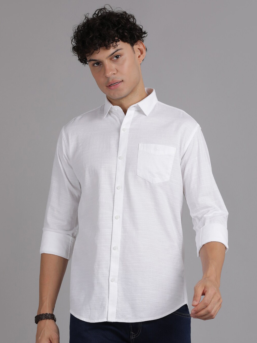 

Volume Zero Standard Long Sleeves Cotton Casual Shirt, White