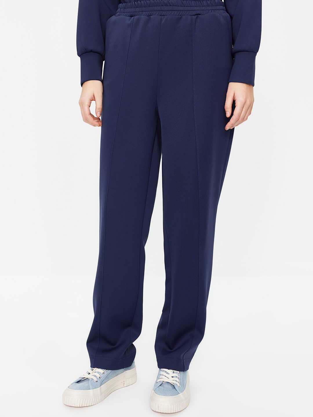 

Trendyol Pure Cotton High Neck Tracksuits, Navy blue