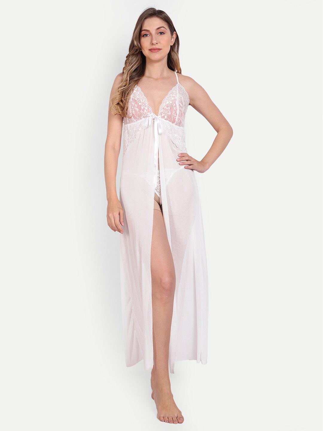 

Xivir Self Design Shoulder Straps Baby Doll, White