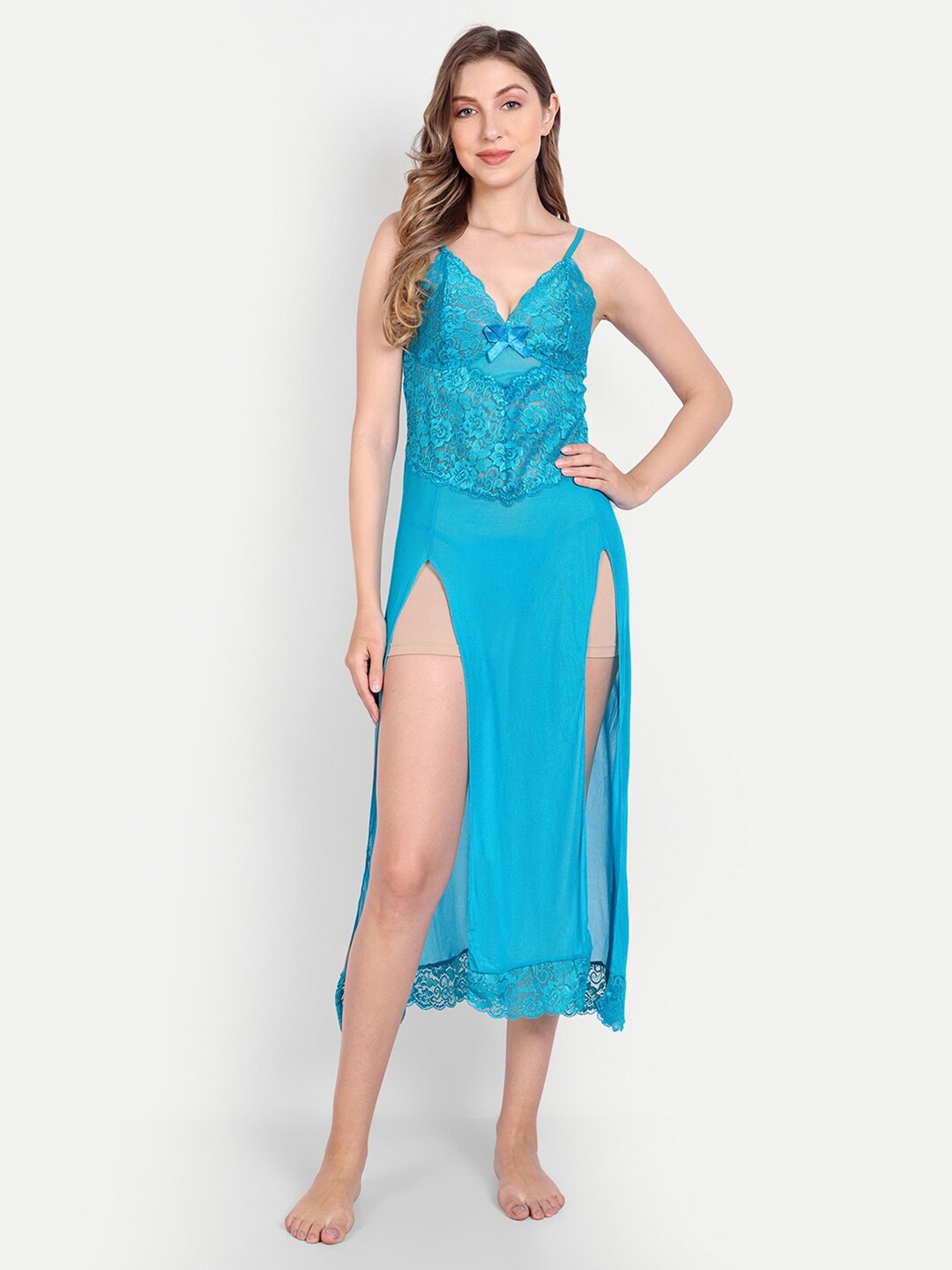 

Xivir Self Design Shoulder Straps Baby Doll, Blue