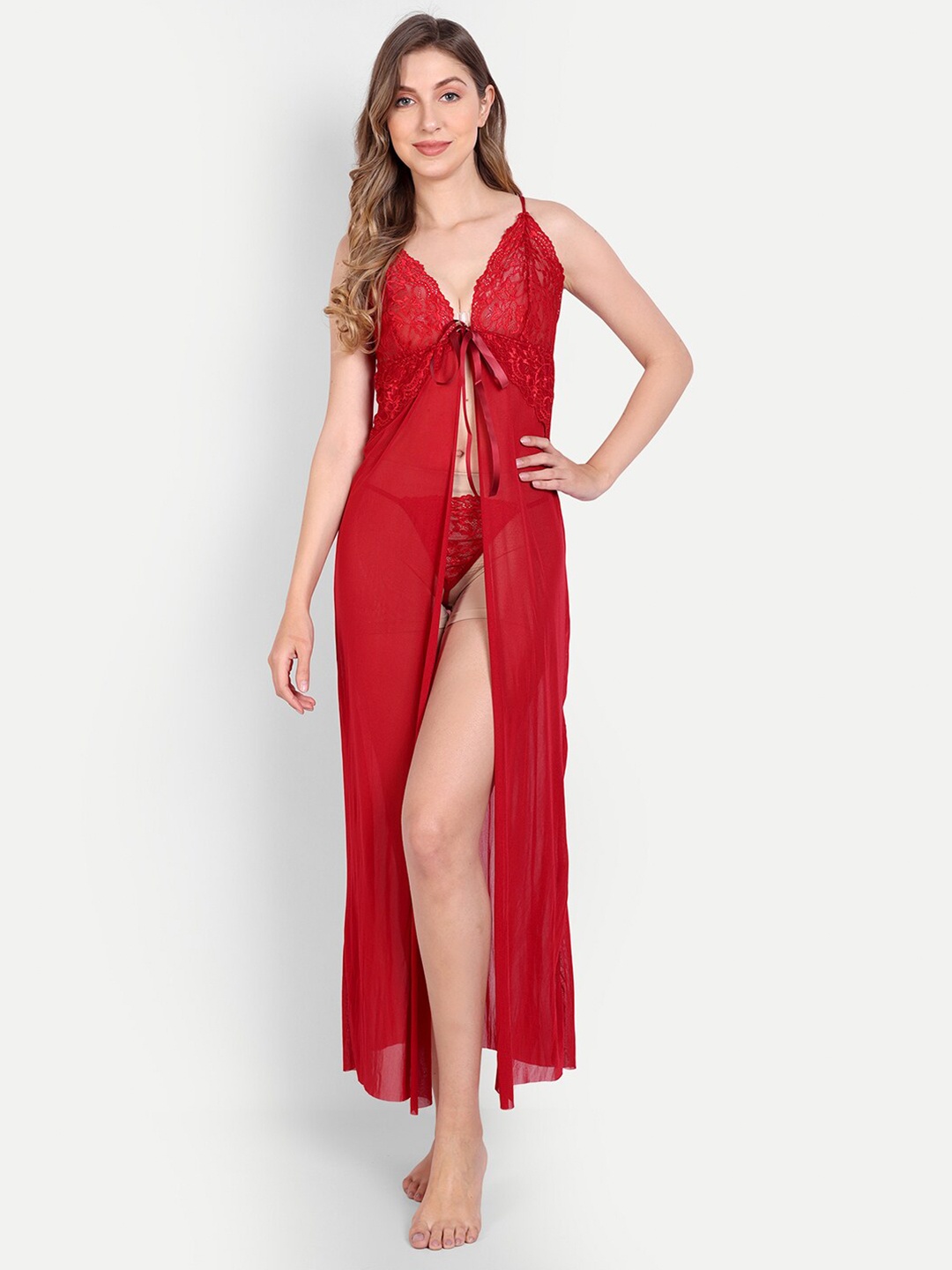 

Xivir Self Design Shoulder Straps Baby Doll, Red