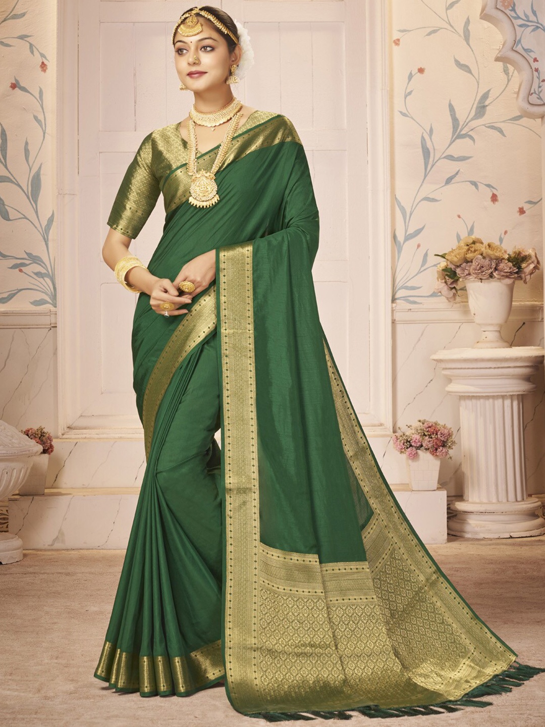 

Anouk Zari Kanjeevaram Saree, Green