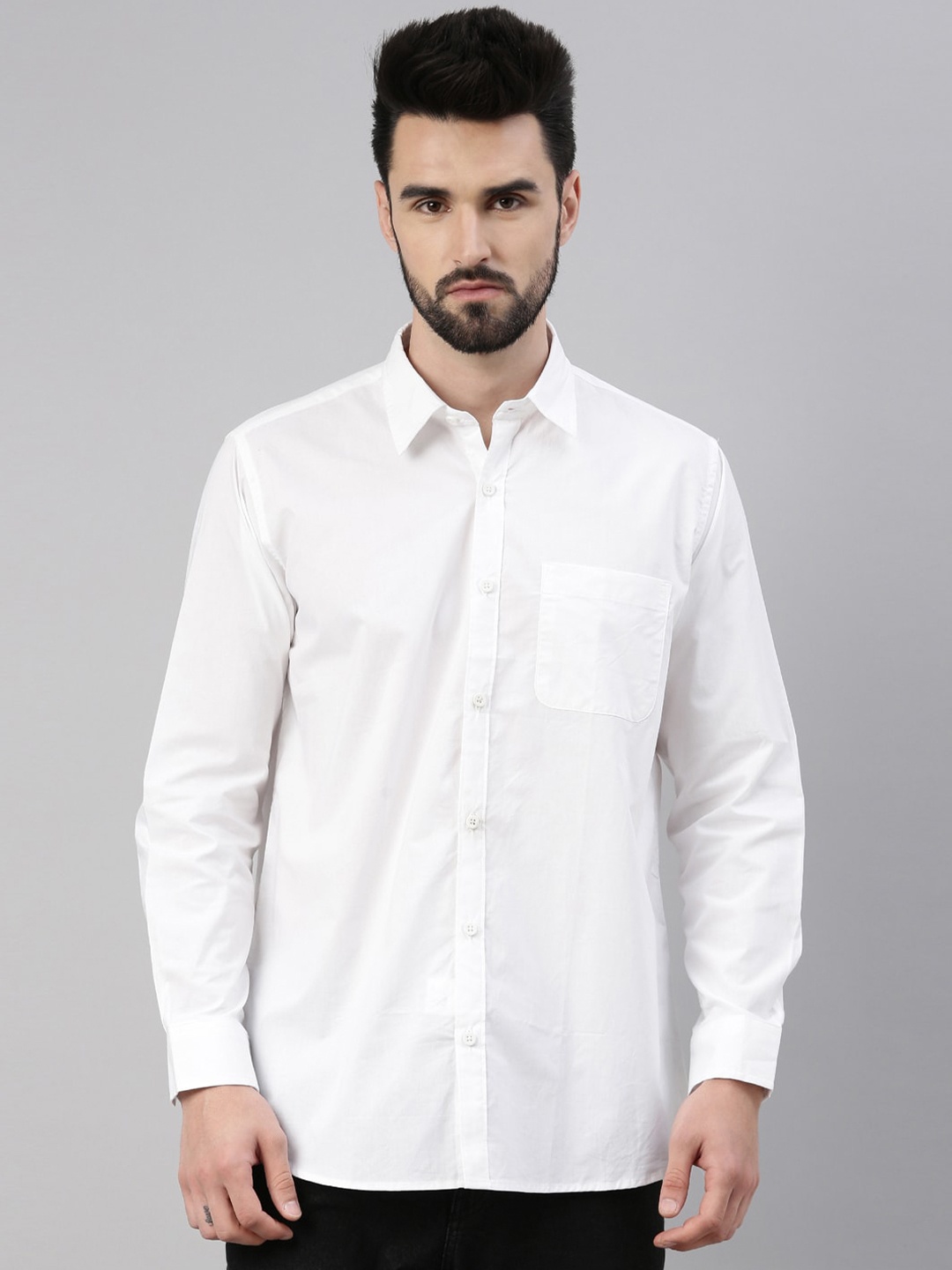 

WHITE HEART Long Sleeves Pure Cotton Casual Shirt