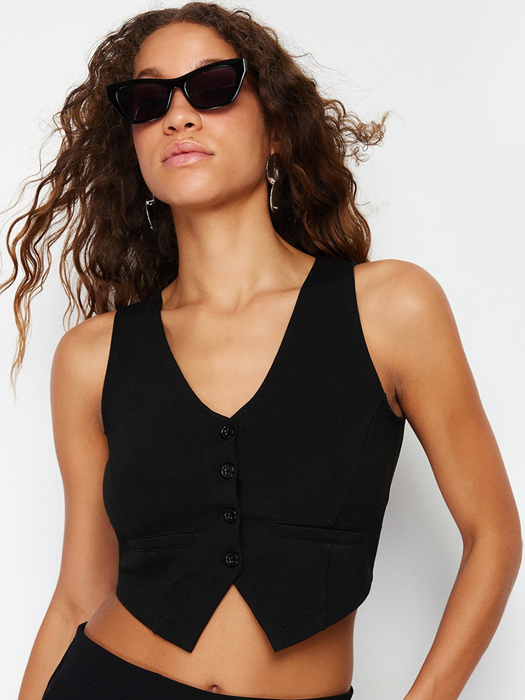 

Trendyol V-Neck Sleeveless Waistcoat, Black