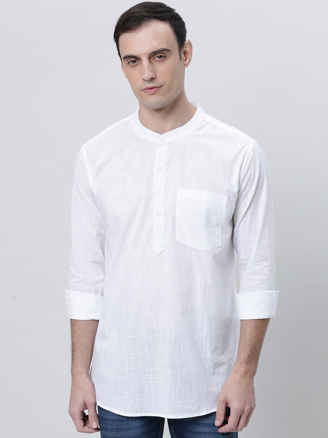

WHITE HEART Mandarin Collar Long Sleeves Straight Kurta