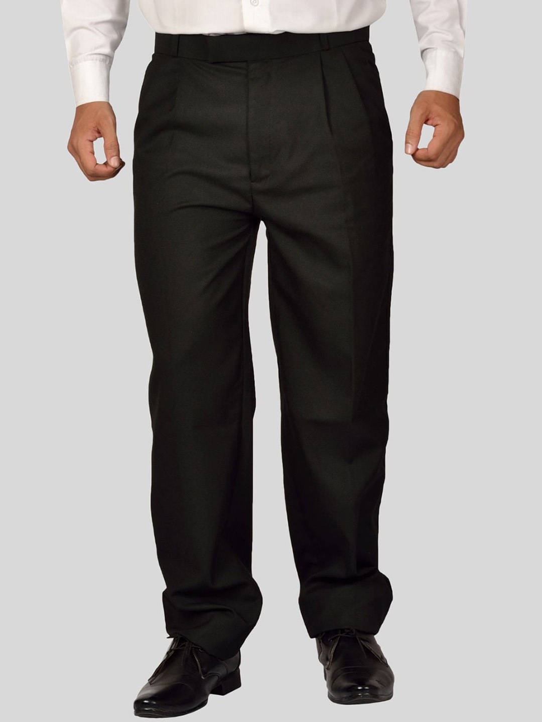 Maharaja Men Easy Wash Pleated Formal Trousers, Black