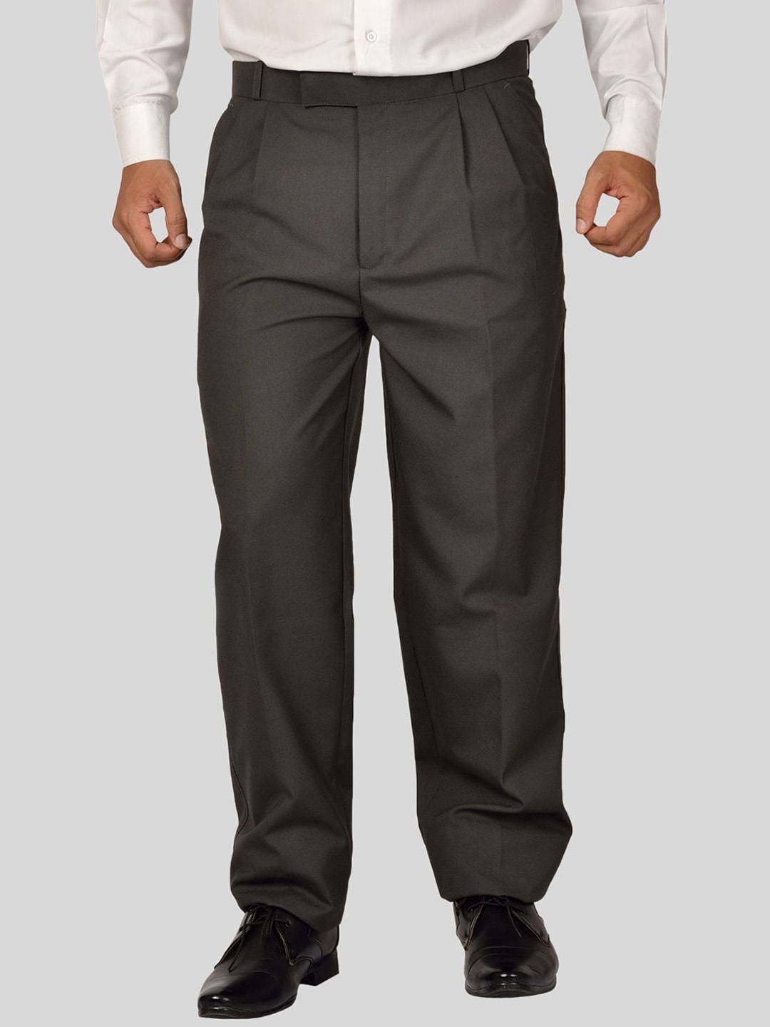 

Maharaja Men Easy Wash Pleated Formal Trousers, Grey