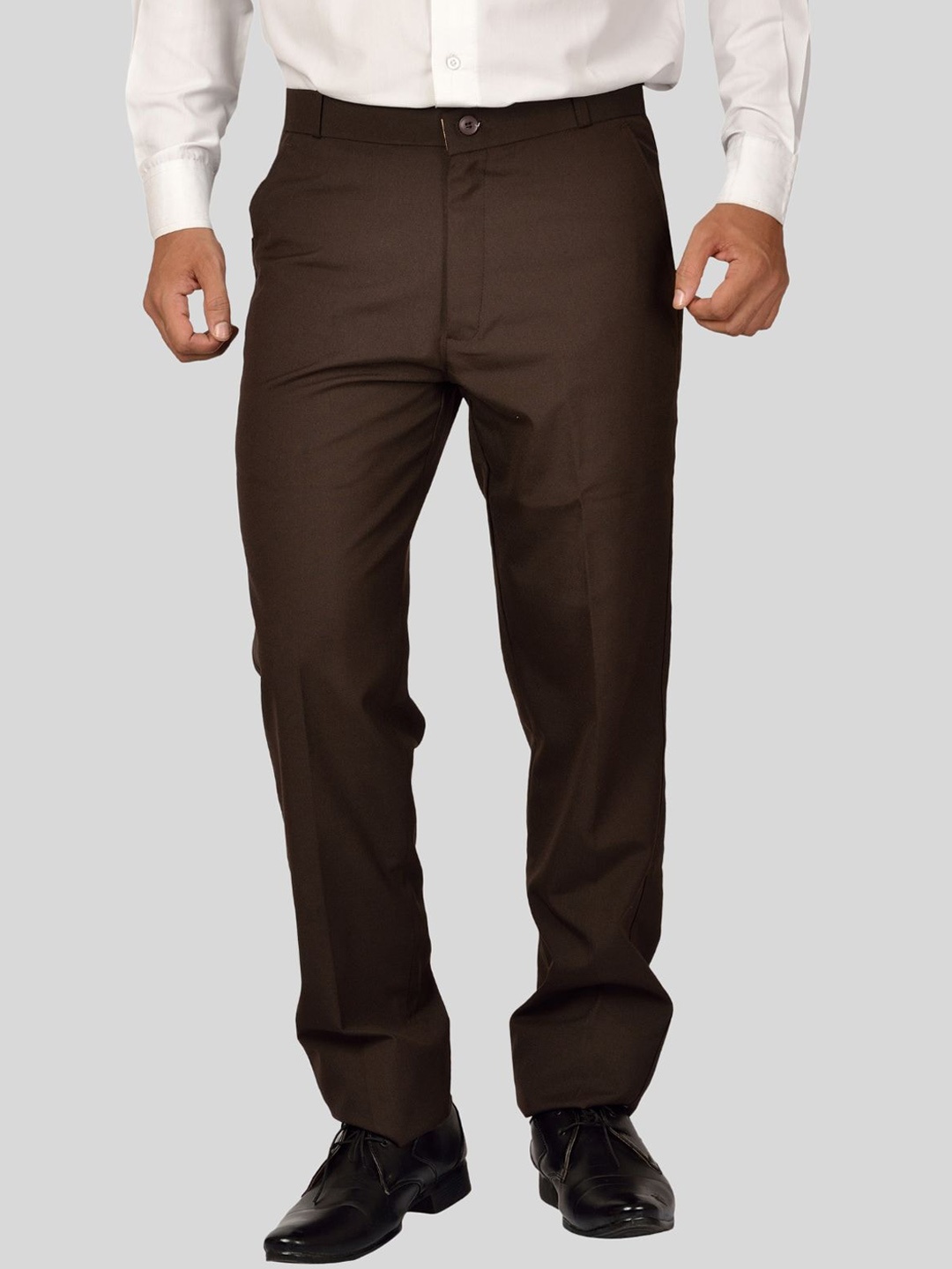 

Maharaja Men Slim Fit Easy Wash Formal Trousers, Brown
