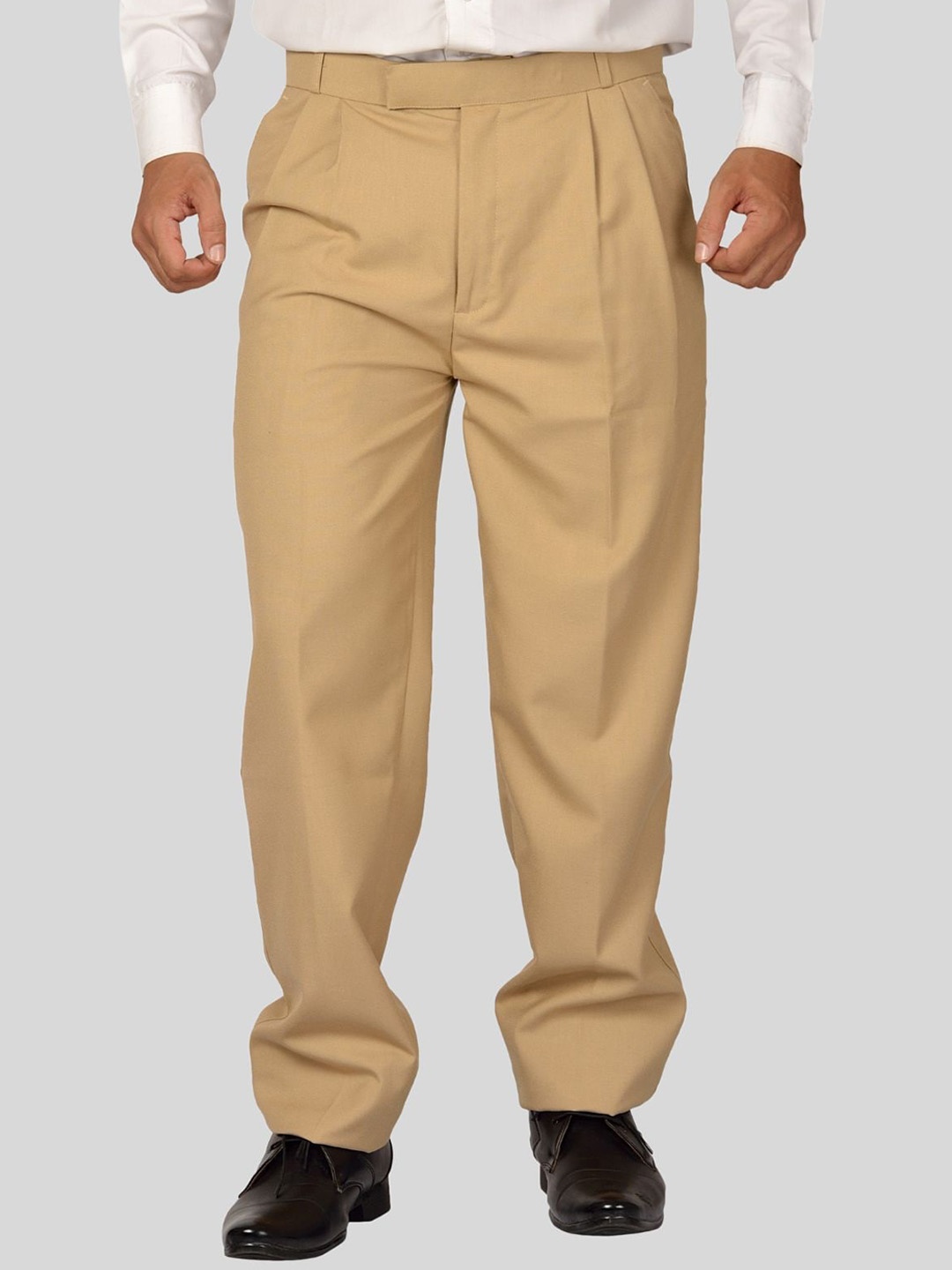 

Maharaja Men Easy Wash Pleated Formal Trousers, Beige