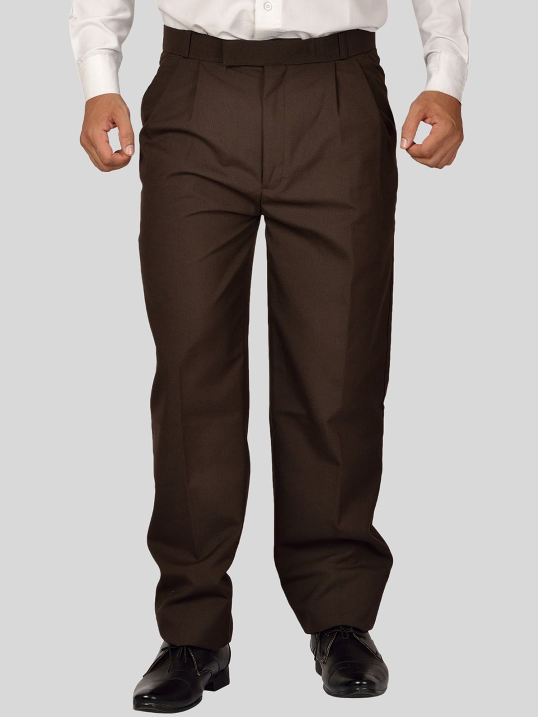 

Maharaja Men Easy Wash Pleated Formal Trousers, Brown