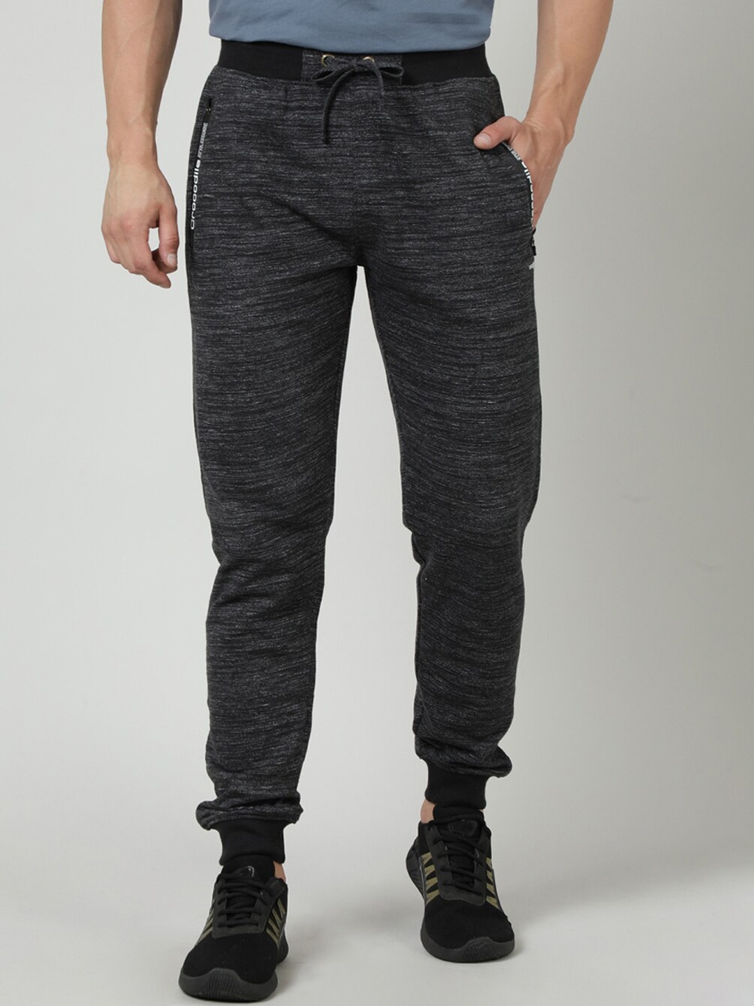 

Crocodile Men Self Design Slim-Fit Cotton Joggers, Charcoal