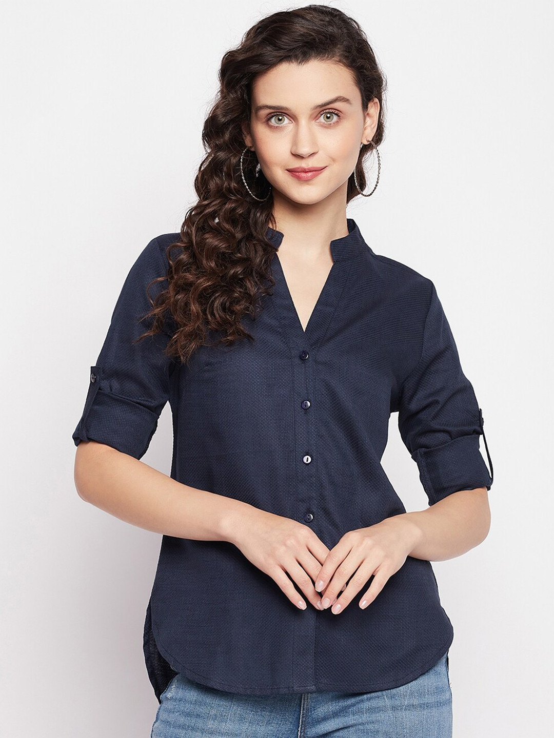 

Ruhaans Classic Opaque Casual Shirt, Navy blue