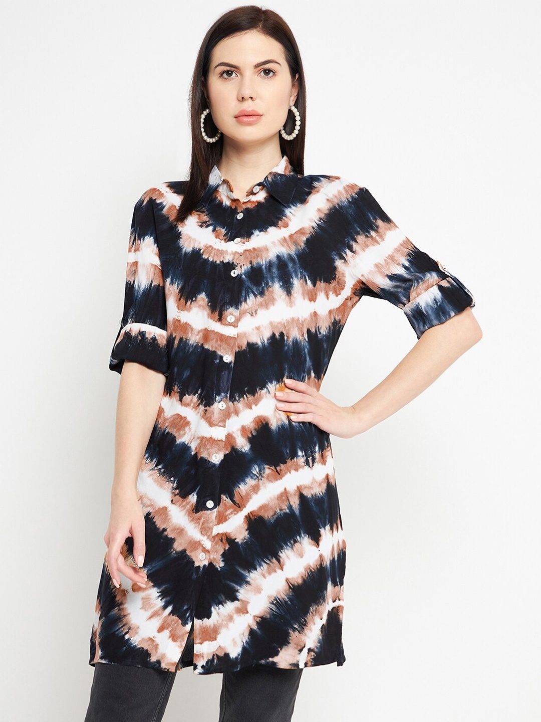 

Ruhaans Classic Tie & Dyed Casual Shirt, Black