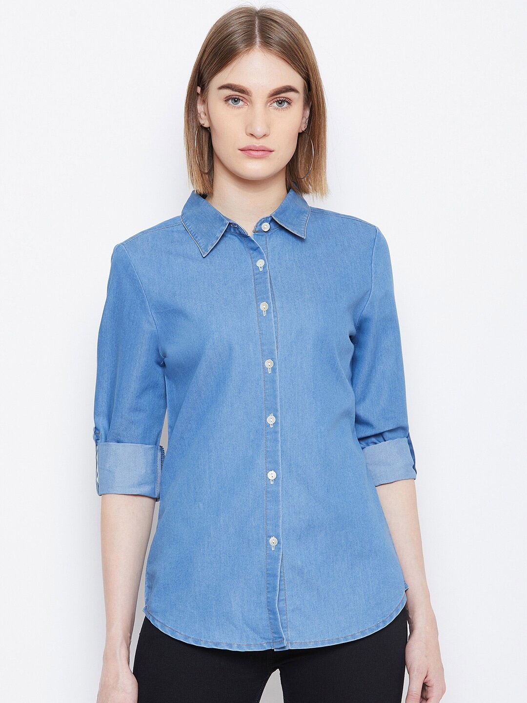 

Ruhaans Classic Fit Casual Denim Shirt, Blue