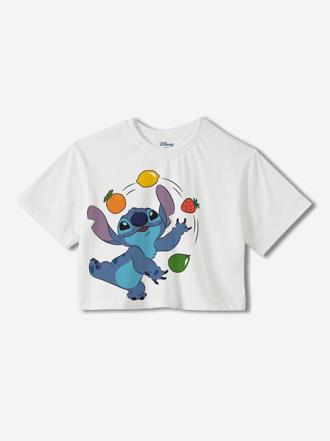 

YK Disney Girls Disney Graphic Printed Pure Cotton Boxy T-shirt, White