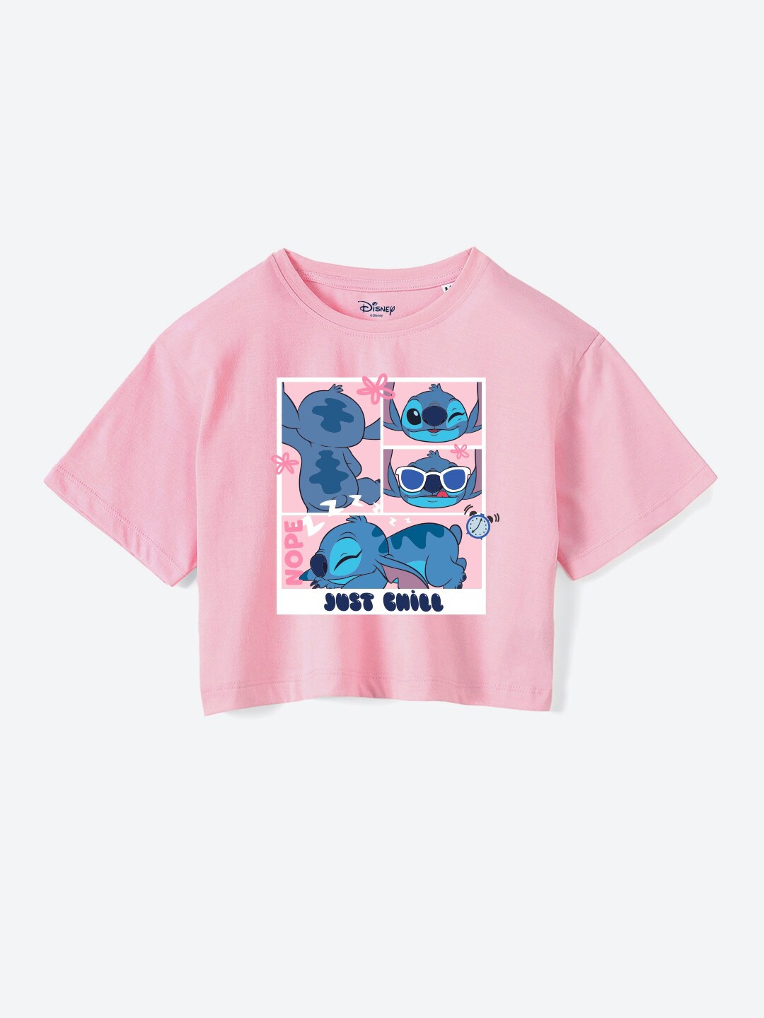 

YK Disney Girls Disney Graphic Printed Pure Cotton Boxy T-shirt, Pink