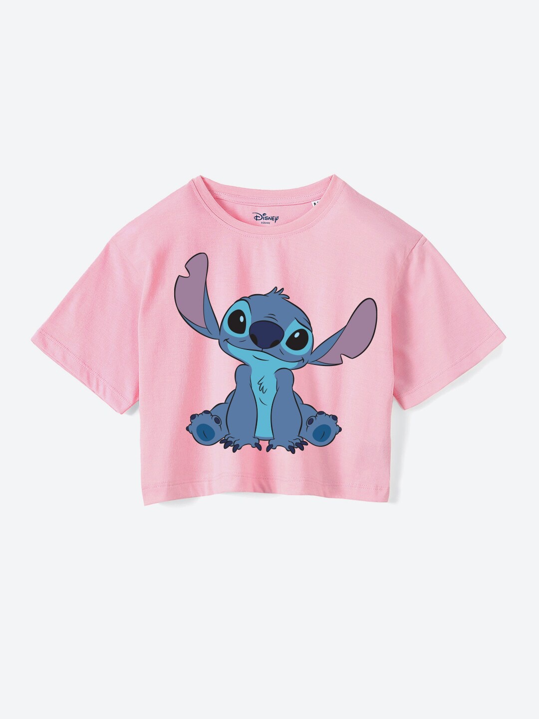 YK Disney Girls Disney Graphic Printed Printed Pure Cotton Boxy T-shirt, Pink