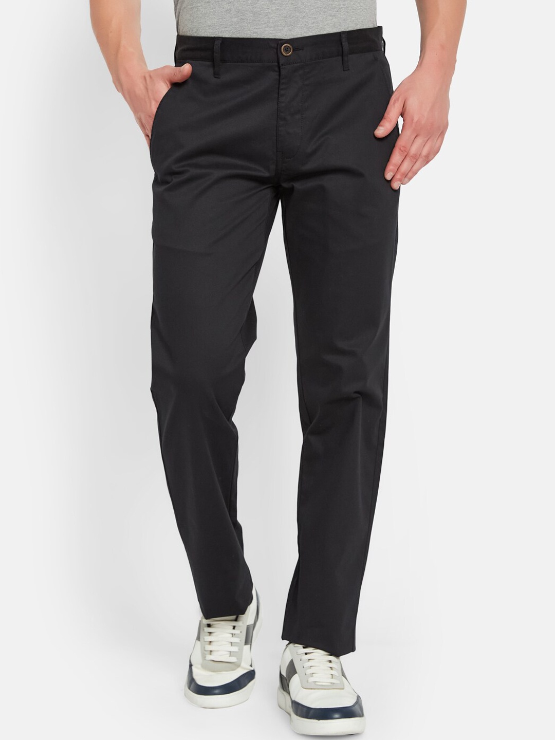 

Octave Men Mid Rise Cotton Cargos, Black