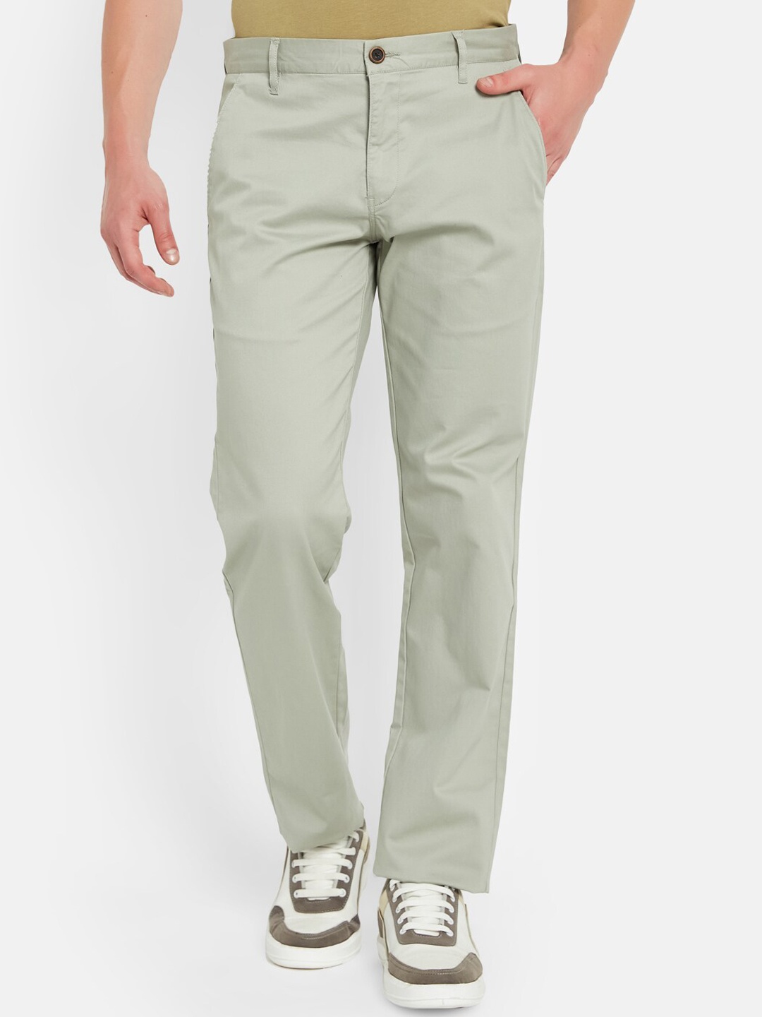 

Octave Men Mid Rise Cotton Trousers, Olive