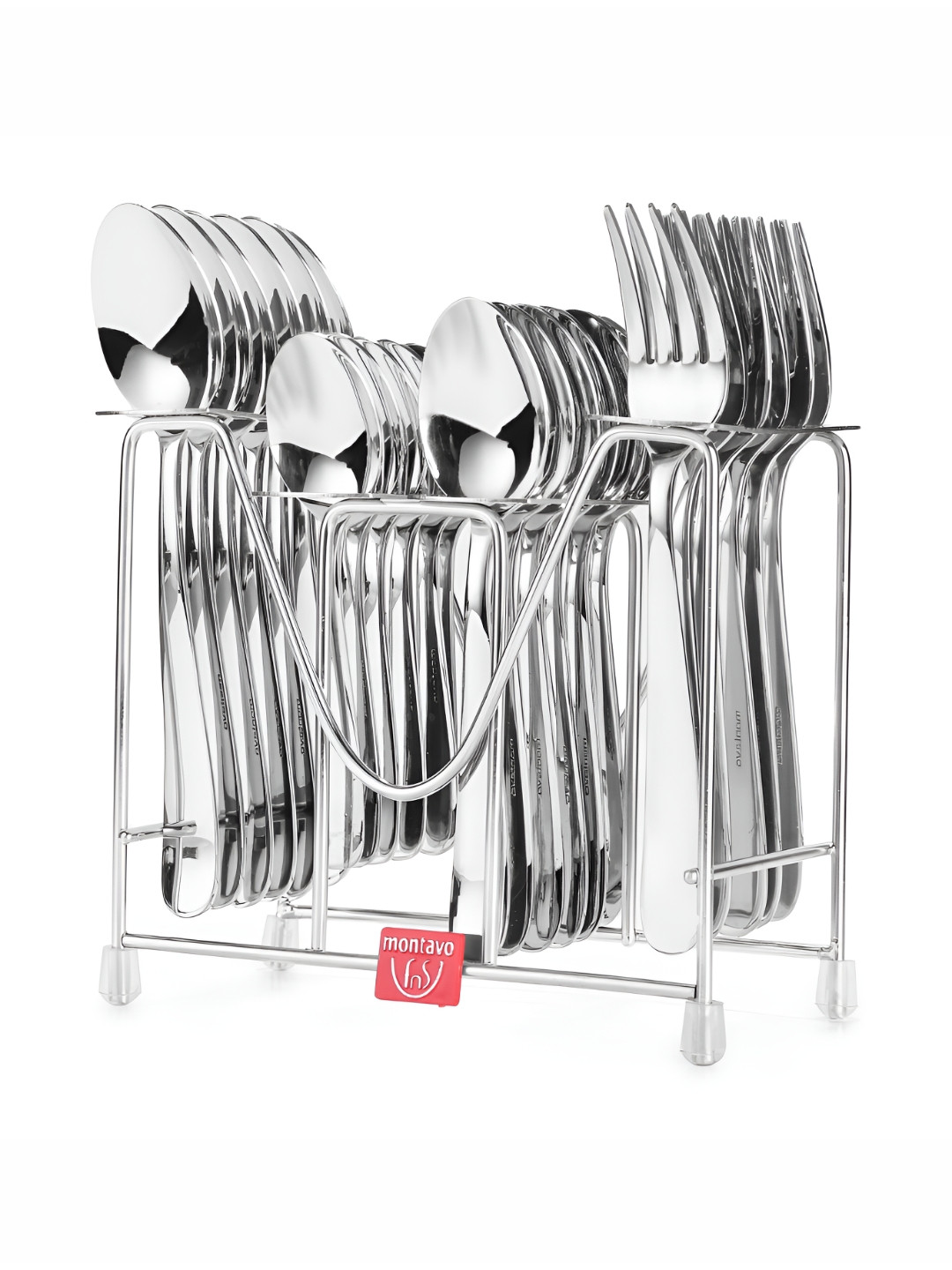 

FNS verona Grey 24 Pieces Stainless Steel Cutlery Set With Stand, Silver