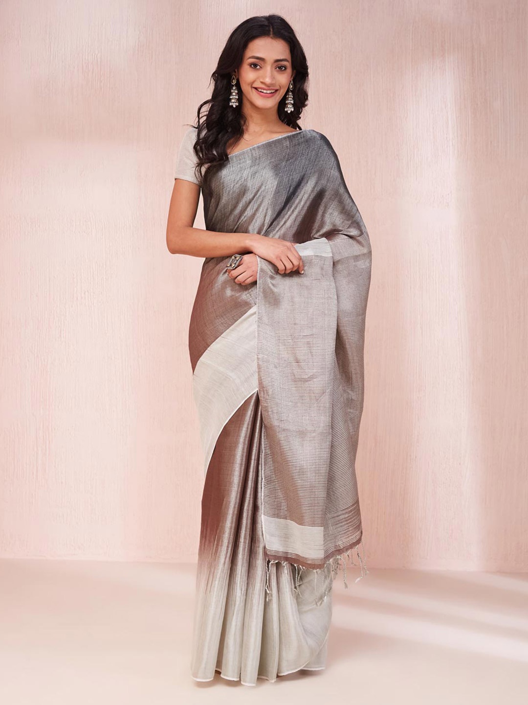 

Fabindia Striped Saree, Silver