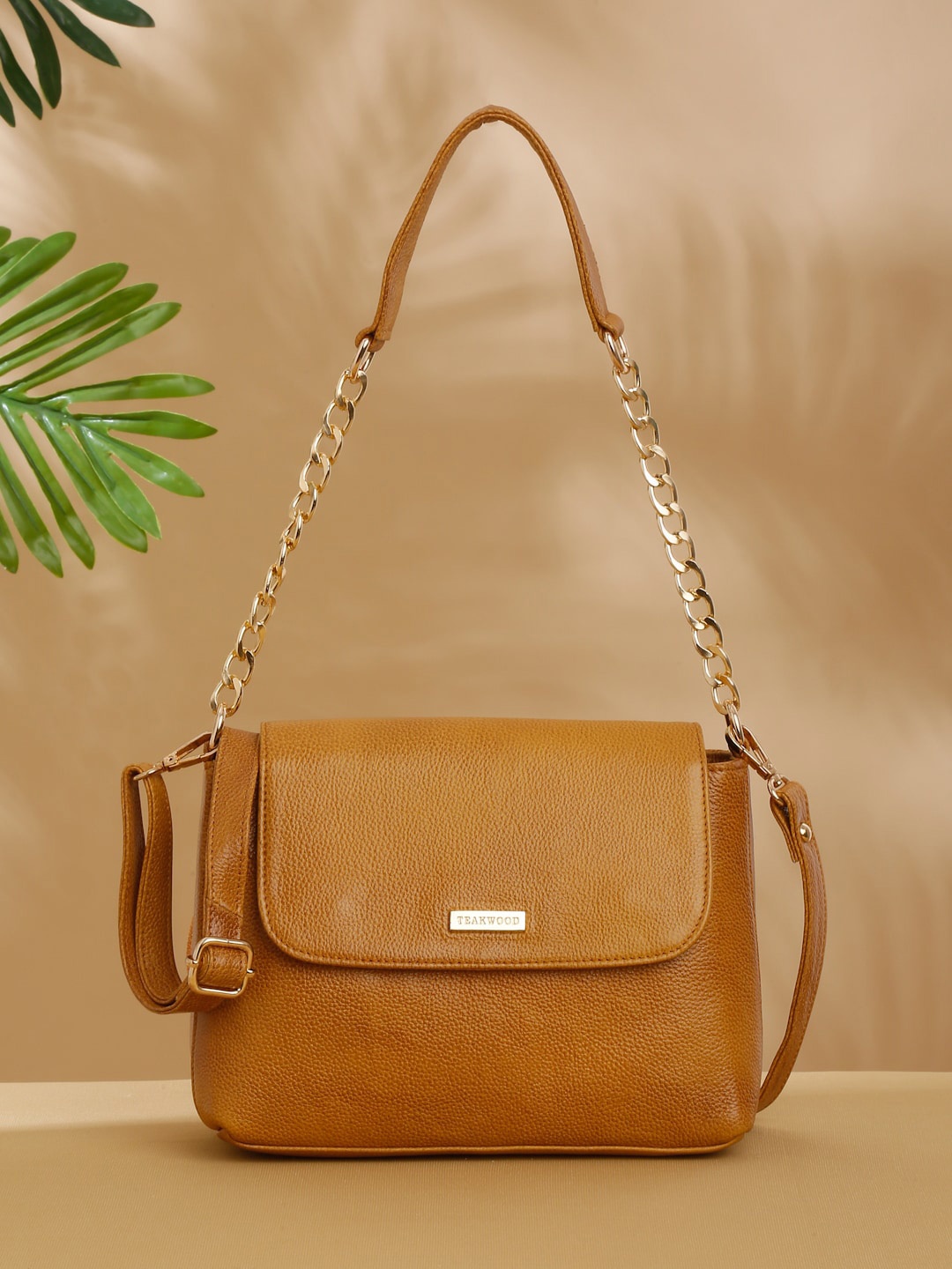 

Teakwood Leathers Textured Leather Structured Shoulder Bag, Yellow
