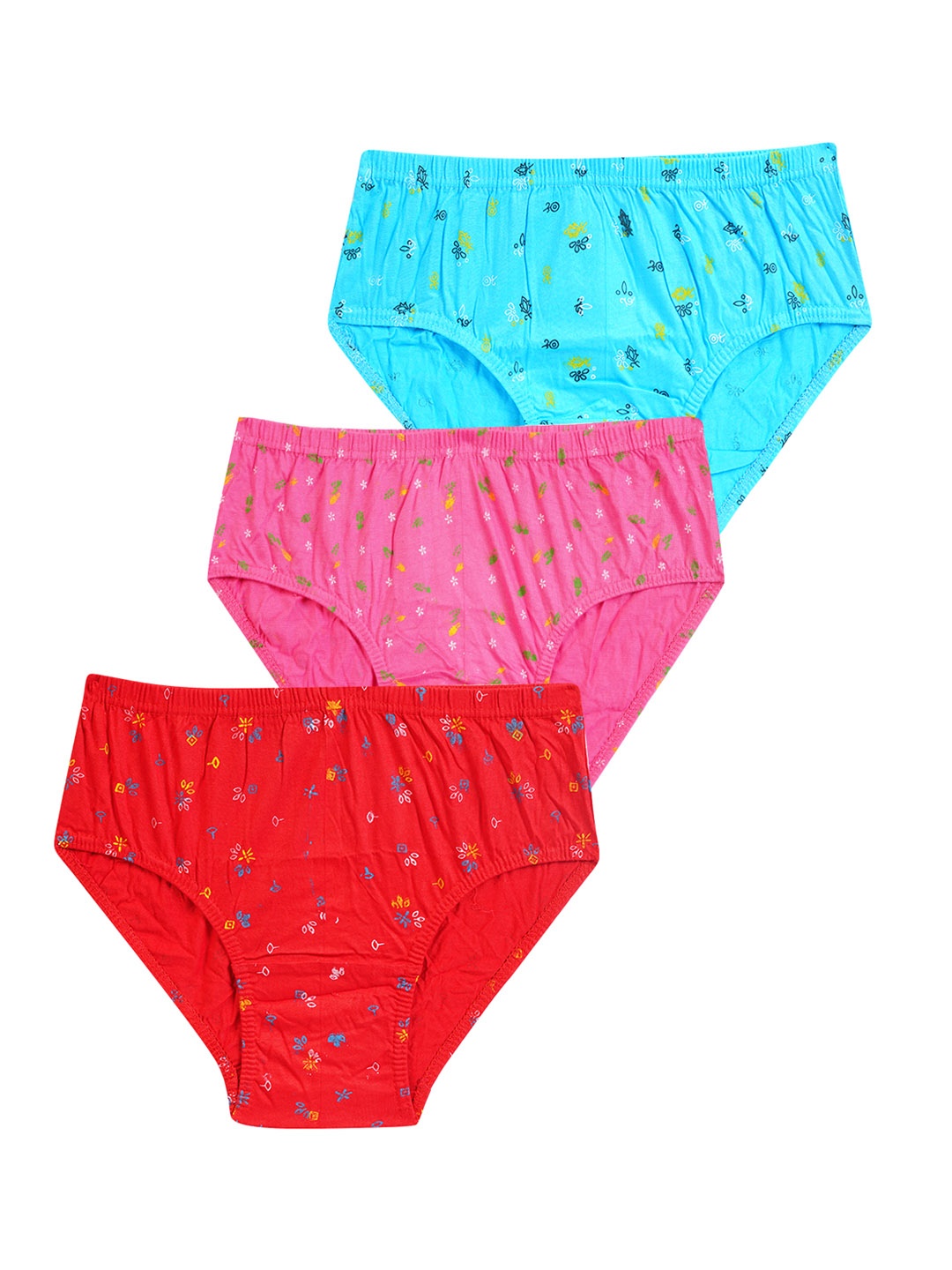 

YELLOWDELIGHT Pack of 3 Printed Cotton Inner-Elastic Briefs YD 611 Kiruthika (w) jetty S, Blue