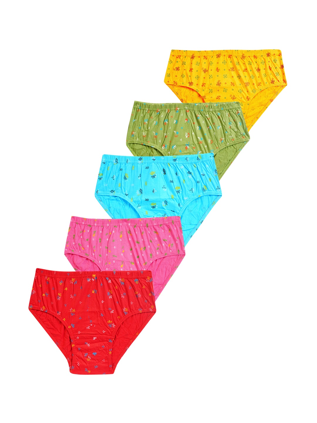 

YELLOWDELIGHT Women 5-Pcs Cotton Hipster Briefs YD 614 Kiruthika (w) jetty S-5p-Multicolor, Red