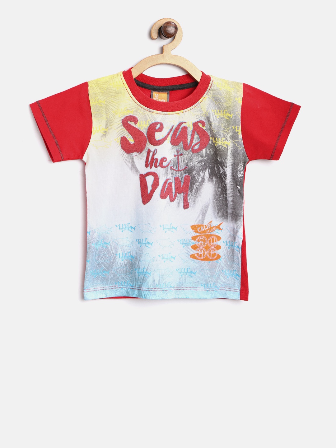 

Little Kangaroos Boys Red Printed Round Neck T-shirt