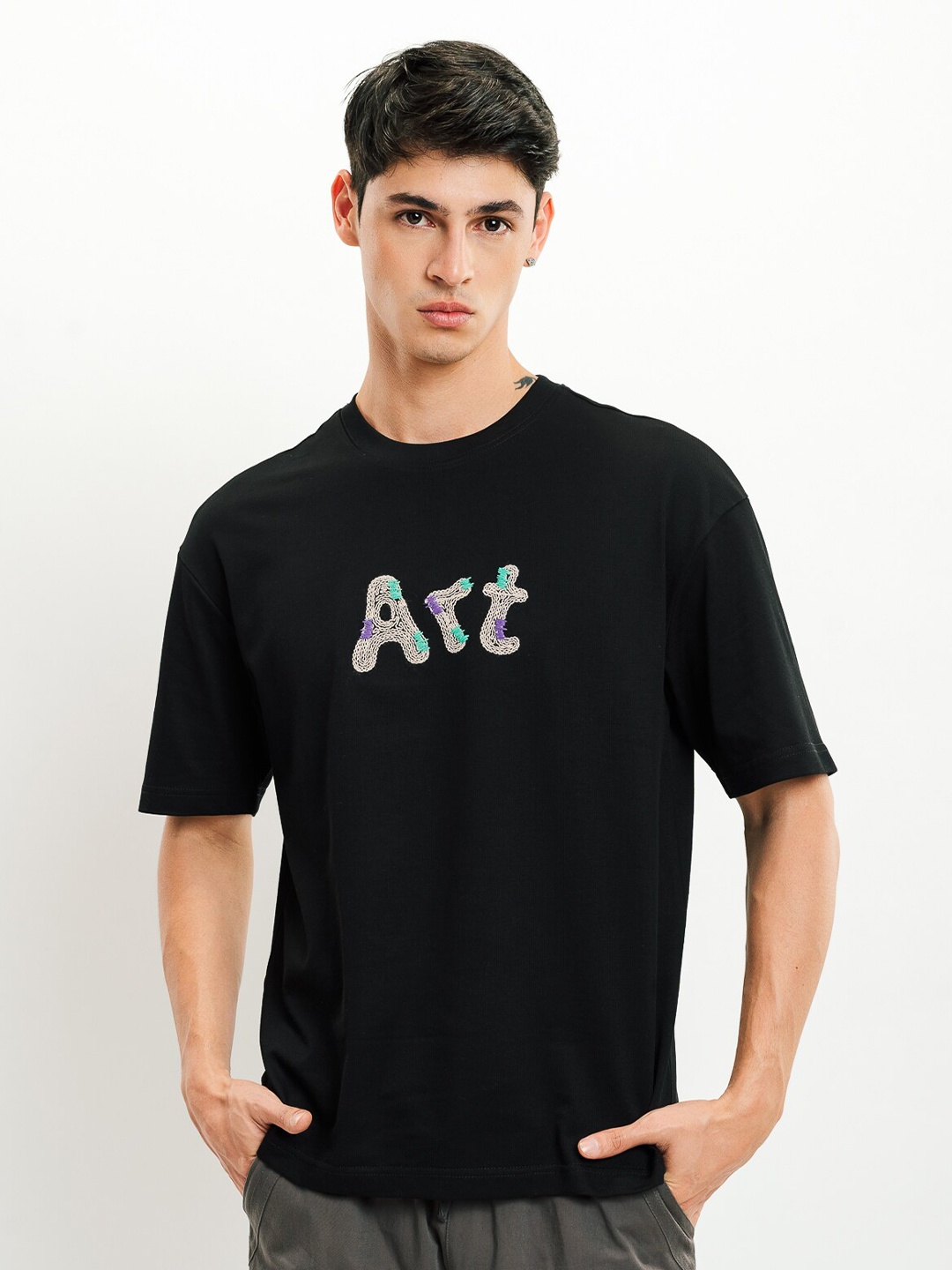 

FREAKINS Men V-Neck Pockets T-shirt, Black