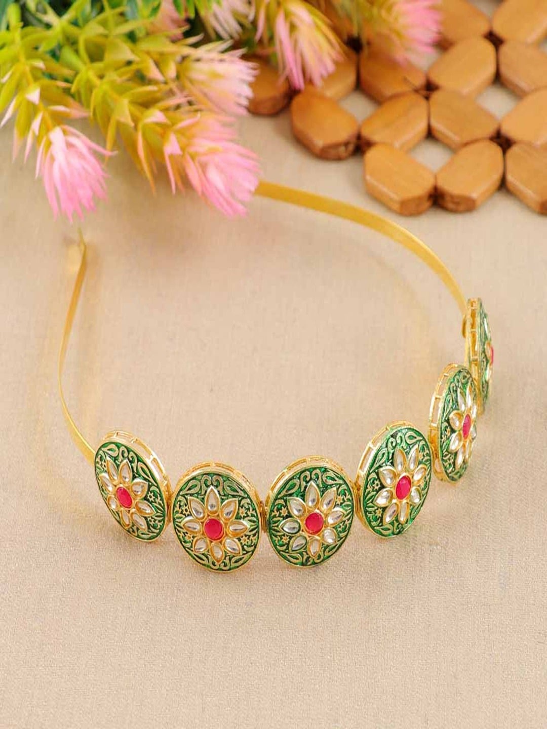 UNIVERSITY TRENDZ Kundan-Studded Hairband, Brown