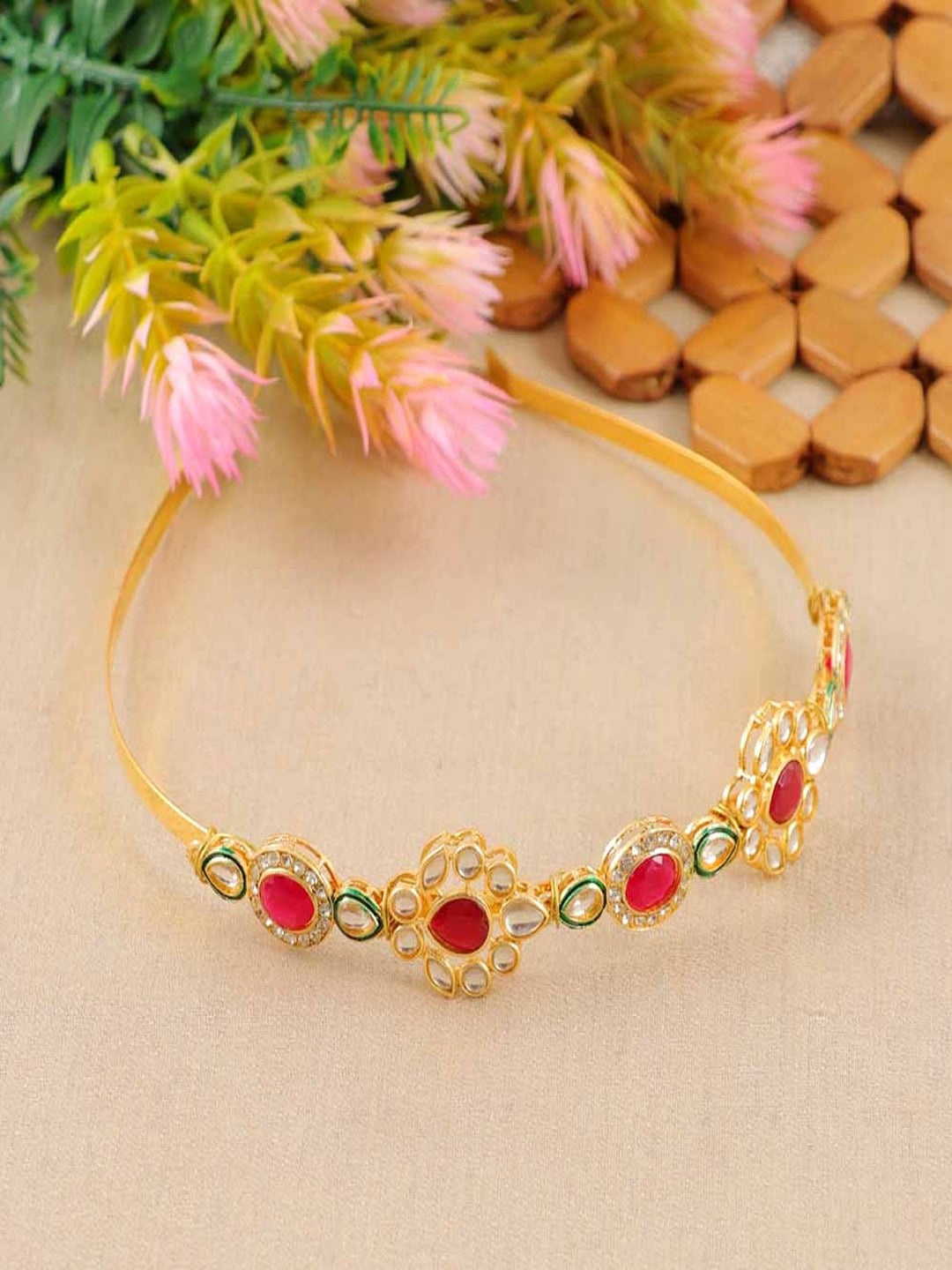 UNIVERSITY TRENDZ Kundan-Studded Hairband, Brown