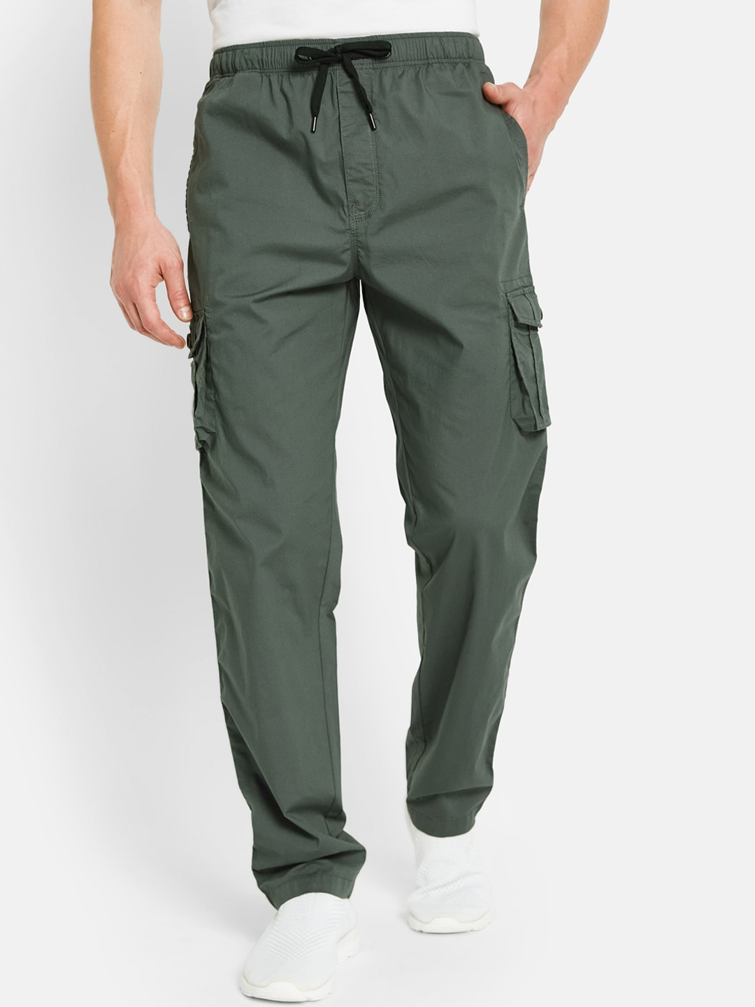 Octave Men Cotton Cargo Track Pants, Grey