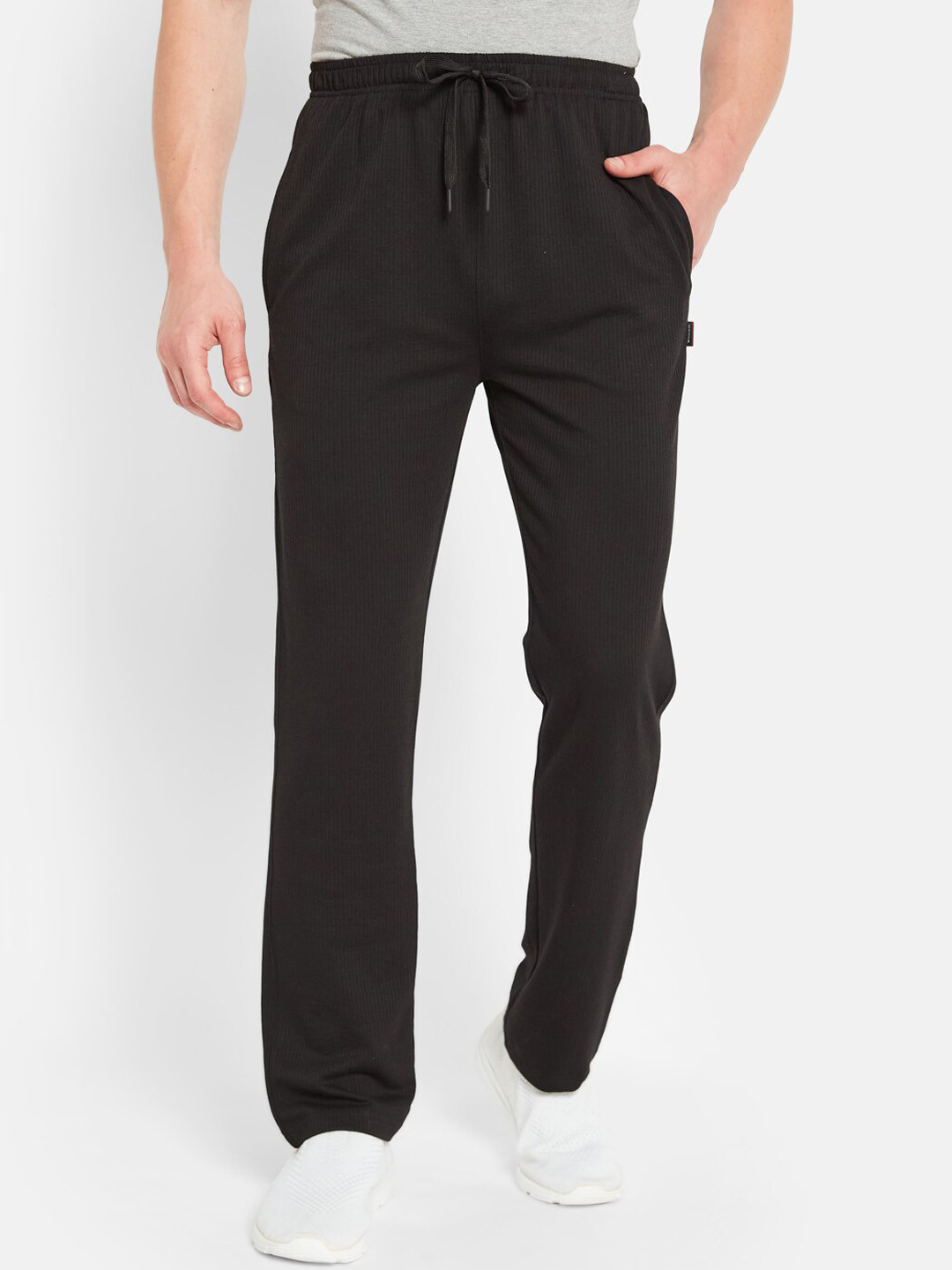 

Octave Men Mid-Rise Cotton Track Pant, Black