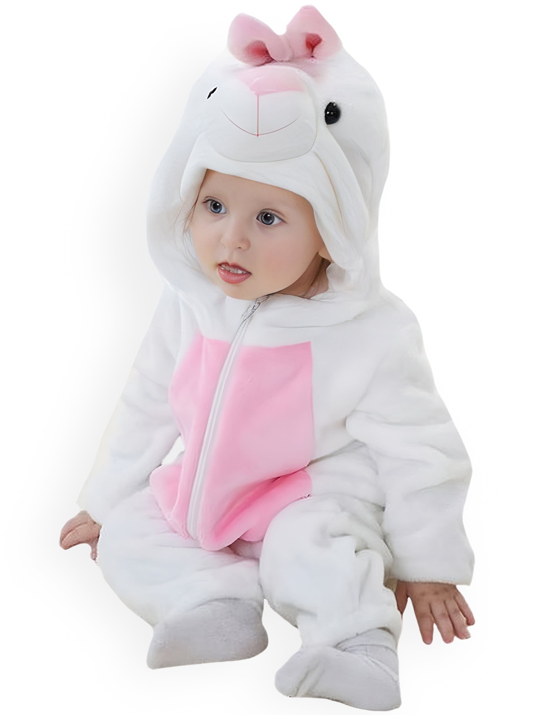 

BRANDONN Infants Hooded Rompers, White